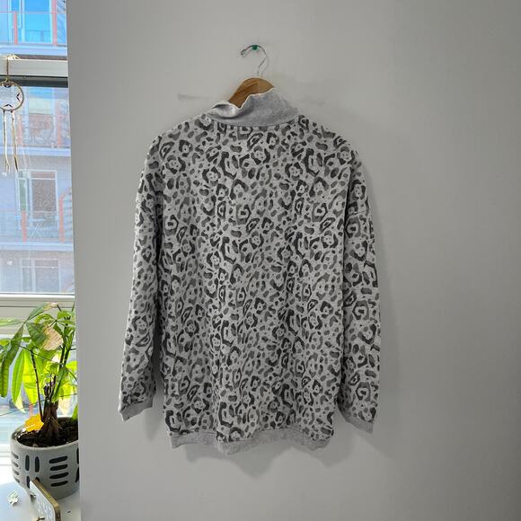 Aerie Gray Animal Print Half Zip Oversized Sweatshirt Size Small - Picture 6 of 6